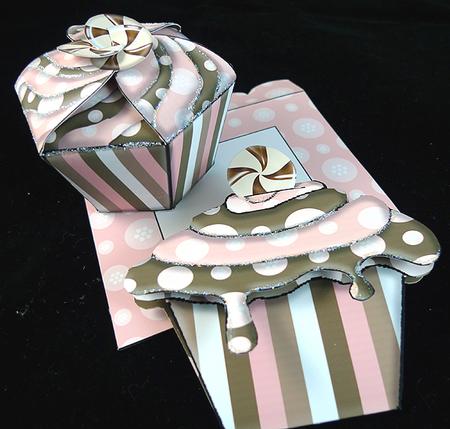 Neopolitan Cupcake Gift Box, Card & Matching Envelope by Peggy Stogdill