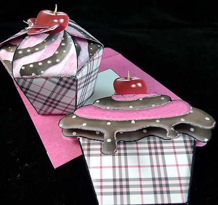 Cherry Cupcake Gift Box, Card & Matching Envelope by Peggy Stogdill