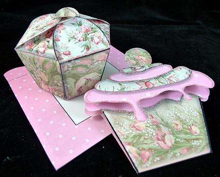 Tulips Cupcake Gift Box, Card & Matching Envelope by Peggy Stogdill