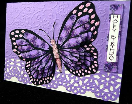 Butterfly Shaped Stacker - Purple Pattern by Peggy Stogdill