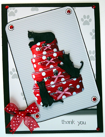 Black Cats on Suitcases Step by Step Decoupage Card Front Featured Gallery Photo