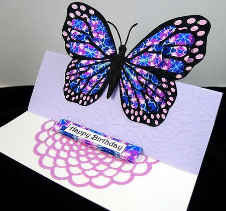 Butterfly Shaped Stacker - Blue & Pink Pattern by Peggy Stogdill