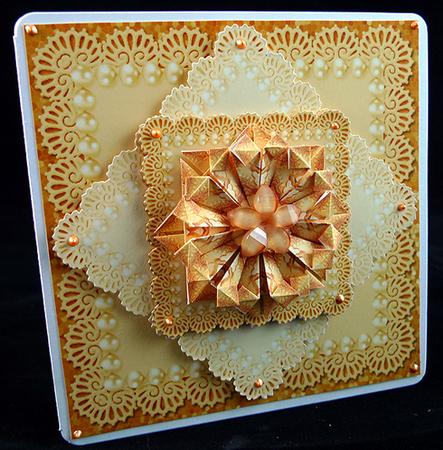 Lacy Yellow Squares - Teabag Folding Mini-kit by Peggy Stogdill