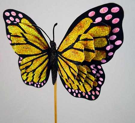 Butterfly Shaped Stacker - Yellow Pattern by Peggy Stogdill