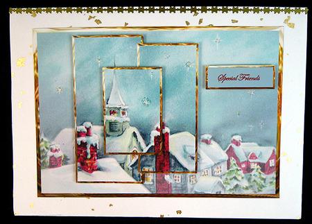 Snow on the Roofs Panel Card Front with Toppers by Peggy Stogdill