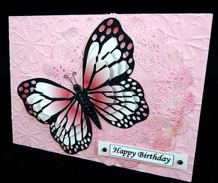 Butterfly Shaped Stacker - a Hint of Pink by Peggy Stogdill