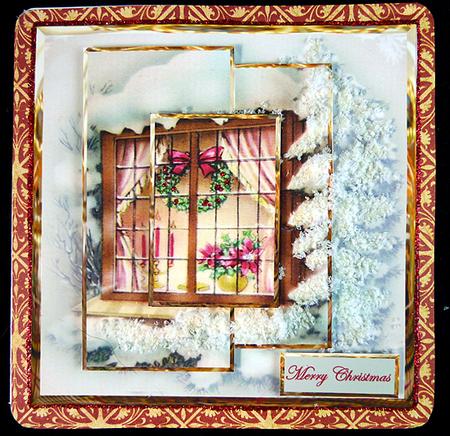 Through the Window at Christmas Panel Card by Peggy Stogdill