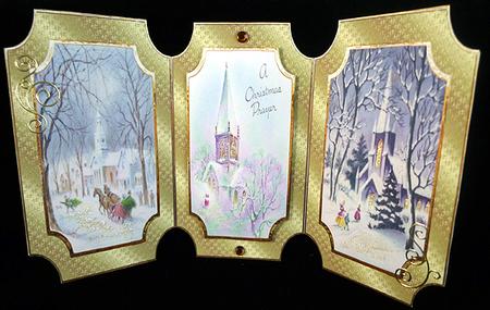 Christmas Scene Panel Trifold Card with Sentiment Tags by Peggy Stogdill