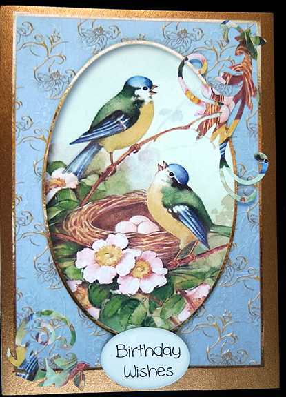 Beautiful Blue Tits in a Golden Frame by Peggy Stogdill