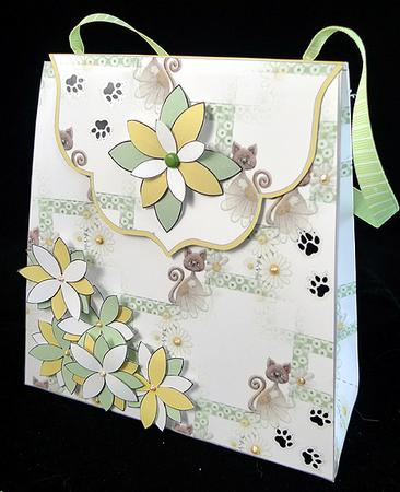 Large Gift Handbag - Cats and Daisies by Peggy Stogdill