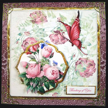 A Gift of Roses for You Card with a Topper and Decoupage by Peggy Stogdill