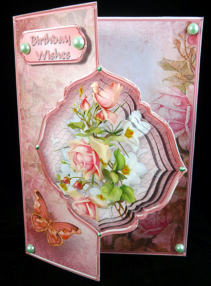 Peach Roses Offset Fold Card Mini Kit by Peggy Stogdill