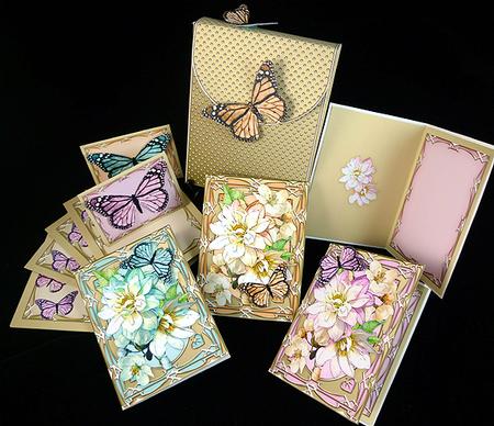 Beautiful Blossoms Cards in a Box & Fridge Magnet by Peggy Stogdill