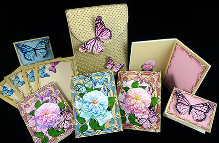 Rose Bouquet Cards in a Box & Fridge Magnet by Peggy Stogdill