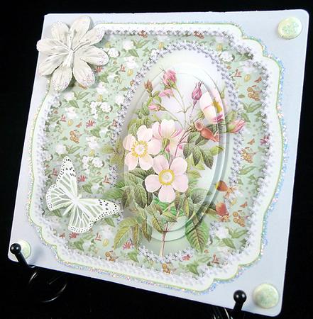Shabby Chic Wild Roses Shaped Card by Peggy Stogdill