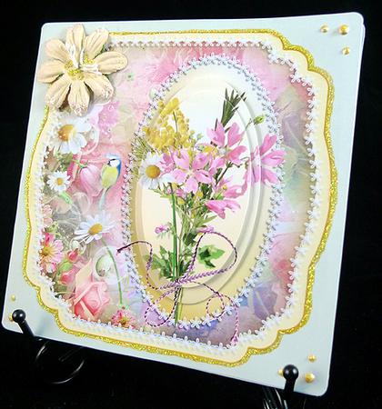 Shabby Chic Wild Flowers Shaped Card by Peggy Stogdill