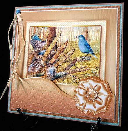 Vintage Birds on a Broken Fence 8in x 8in Decoupage by Peggy Stogdill