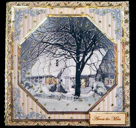 Winter House Scene Card with Petal Pyramid by Peggy Stogdill