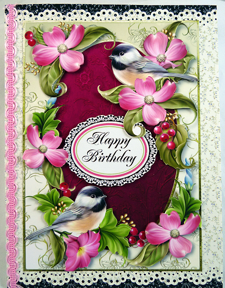 Pink & Green Delight (birds & Flowers) by Peggy Stogdill