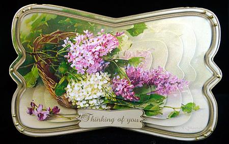 Beautiful Painted Flower Shaped Card , Decoupage & Sentiment by Peggy Stogdill