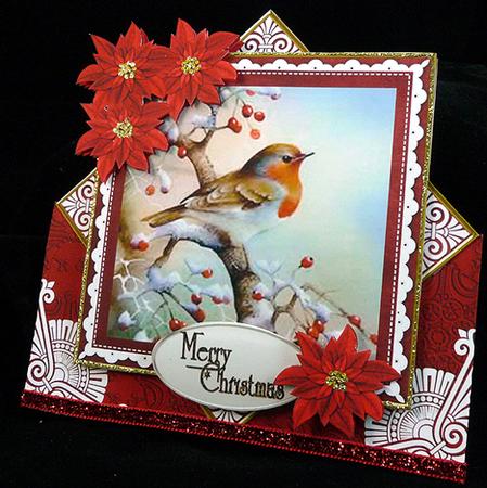 Red Robin Red Poinsettia Diamond Mini Card Kit by Peggy Stogdill