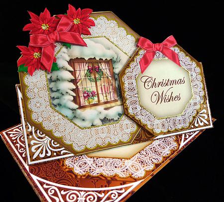 Snow Window Christmas Wishes Double Octagon Card Kit by Peggy Stogdill