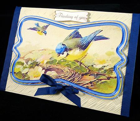 Beautiful Vintage Painted Birds Shaped Card Mini Kit by Peggy Stogdill