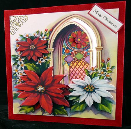 Poinsettias 6x6 Aperture Card by Peggy Stogdill