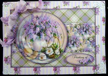 Beautiful Vintage Painted Summer Flowers A5 Quick Card by Peggy Stogdill