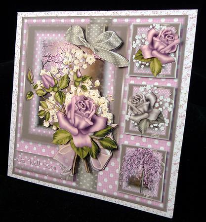 Beautiful Pink Rose and Polka Dots Card Front by Peggy Stogdill