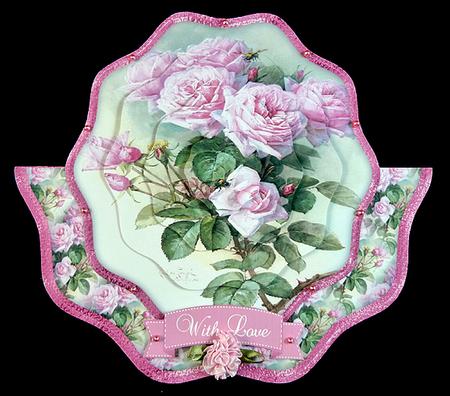 Vintage Pink Roses Shaped Over the Edge Mini Kit by Peggy Stogdill