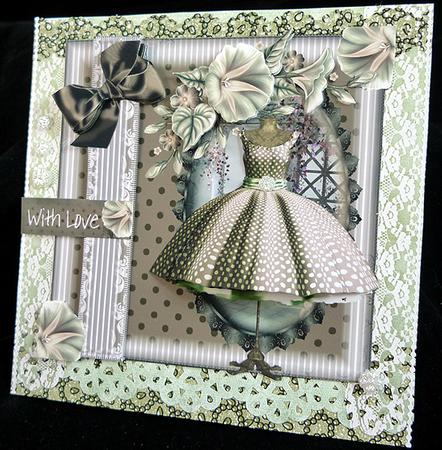 Olive Beaded Flower A4 Backing Paper by Peggy Stogdill
