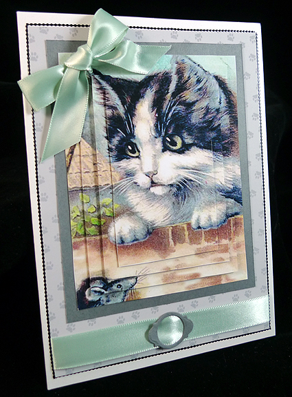 Vintage Kitten with Mouse Pyramids by Peggy Stogdill