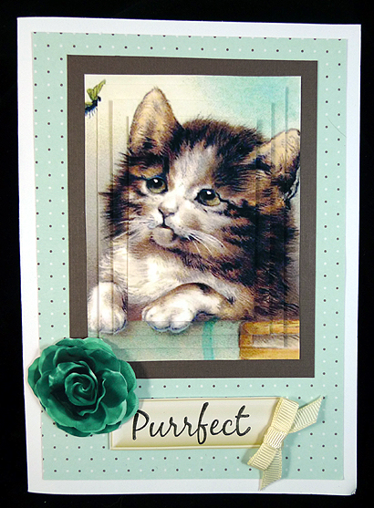 Vintage Kitten with Rose, Pyramids by Peggy Stogdill