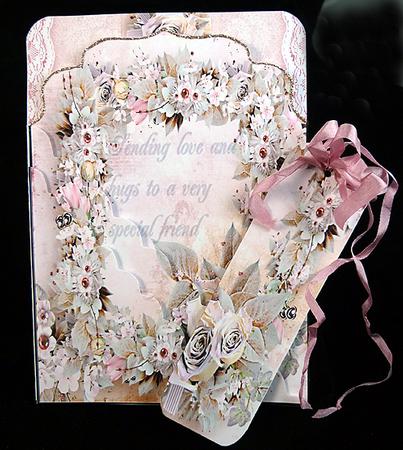 Peach Roses Bookmark Card by Peggy Stogdill