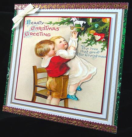 A Hearty Christmas 5'' Square Card Front by Peggy Stogdill