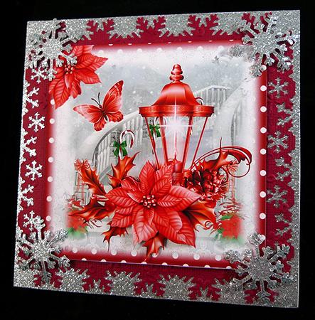 Beautiful Red Poinsettia Lantern by Peggy Stogdill