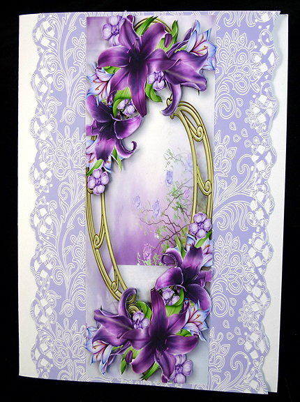 Large Dl Deep Purple Lilies & Golden Frame by Peggy Stogdill