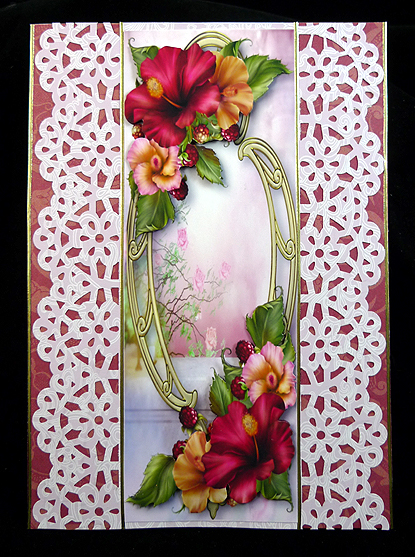 Large Dl Hibiscus & Golden Frame by Peggy Stogdill