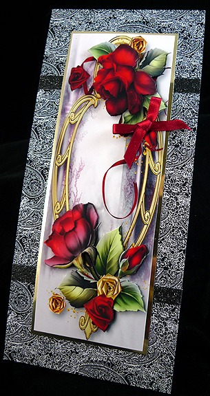 Large Dl Romantic Red Roses & Golden Frame by Peggy Stogdill