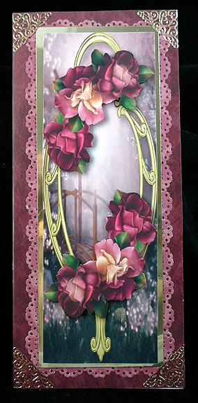 Large Dl Blush Roses & Golden Frame by Peggy Stogdill