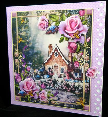 Country Flower Cottage Topper & Decoupage by Peggy Stogdill