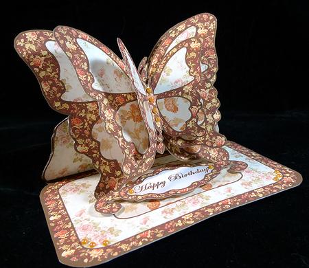 Layered Butterfly Easel - Brown Patchwork by Peggy Stogdill