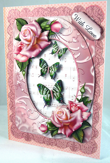 Butterfly Trio and Edwardian Roses + Frame by Peggy Stogdill