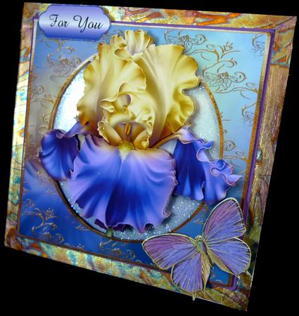 Stunning Blue Iris with Decoupage by Peggy Stogdill