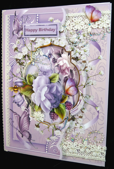 Lilac Rose and Babys Breath Card with Decoupage by Peggy Stogdill