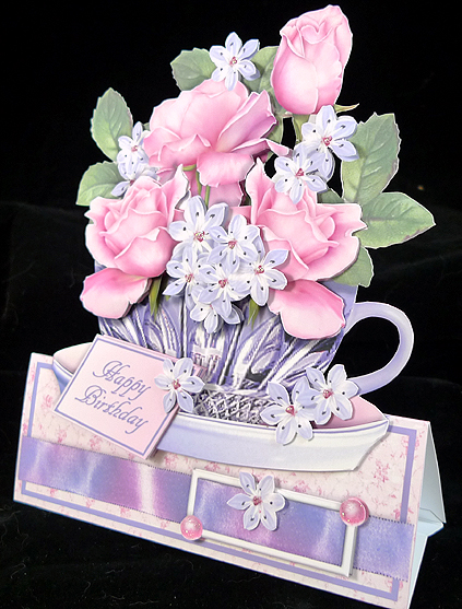 Teacups & Flowers Stand Alone Easel Kit - Candy Rose by Peggy Stogdill