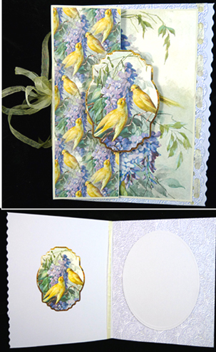 Love Birds and Lilac Fold Back Card and Toppers by Peggy Stogdill