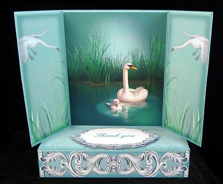 Gatefold Pop Up Swan by Peggy Stogdill