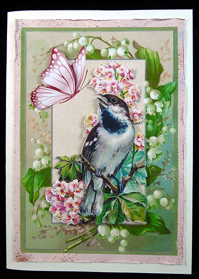 Pretty Bird with Flower and Lily of the Valley by Peggy Stogdill